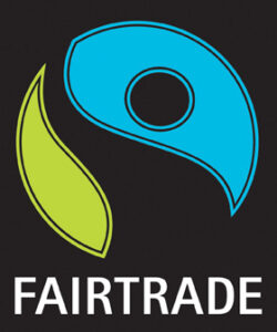 fairtrade siegel schwarz grün blau